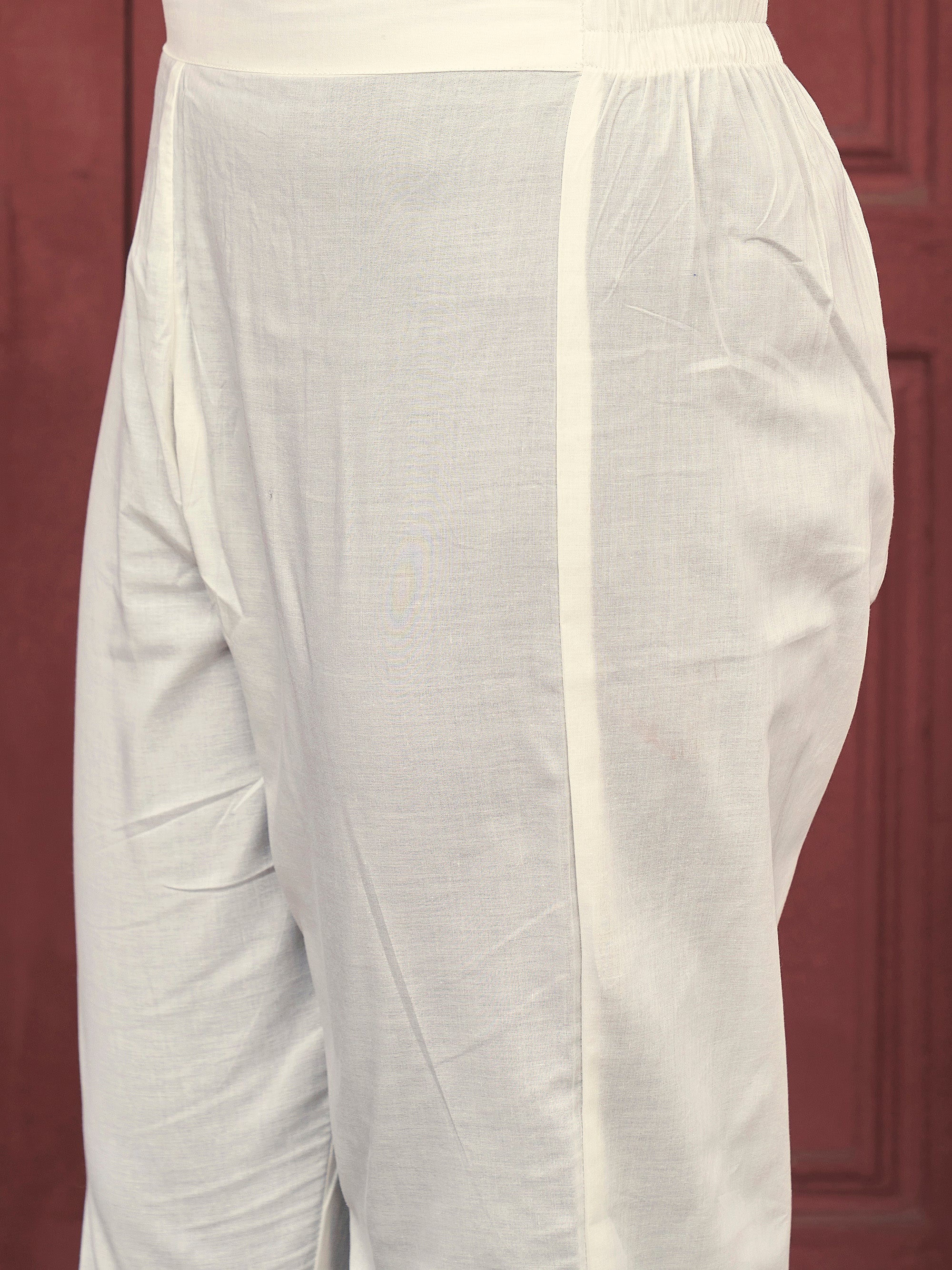 White Color Pure Cotton With Heavy Dupatta & Black Thread Embroidery Kurta Set